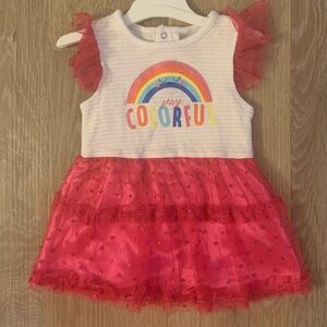 Limited Too Girl's Size 6-9 Months Pink Tutu Romper That Say's "Stay Colorful"